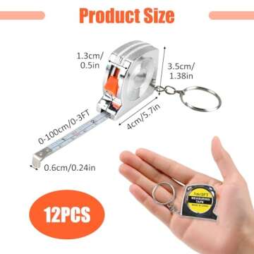 3ft Small Tape Measure Keychain, Portable and Retractable Mini Tape Measure with Slide Lock Mechanis...