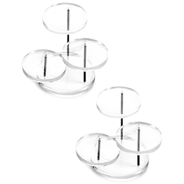 QWORK Round Acrylic Products Display Riser Stands, 3 Tier Jewelry Display Stands for Rings Earrings,...