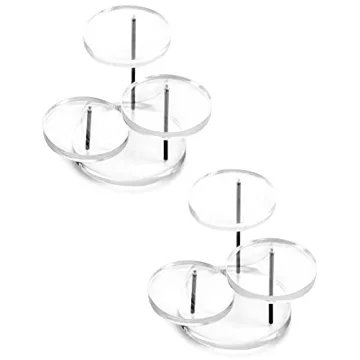 QWORK Round Acrylic Products Display Riser Stands, 3 Tier Jewelry Display Stands for Rings Earrings,...