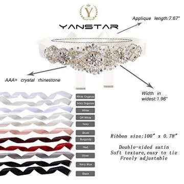 yanstar Crystal Wedding Bridal Belt with Pearls for Elegance