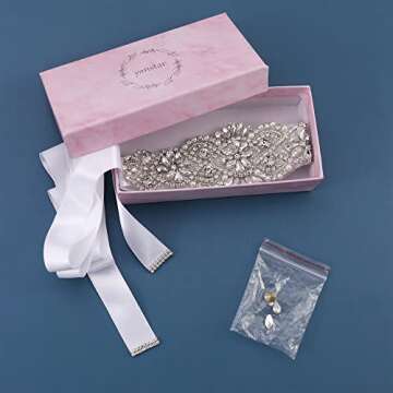 yanstar Crystal Wedding Bridal Belt with Pearls for Elegance
