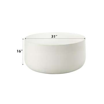 Acme Dustan Round Coffee Table in Natural White