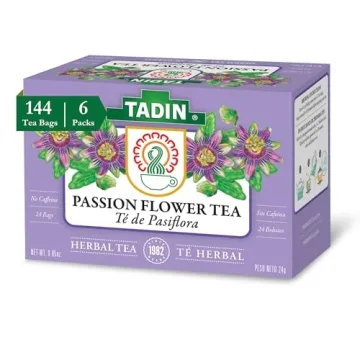 Tadin Passion Flower Tea - Herbal Caffeine-Free Blend for Relaxation, Pack of 6