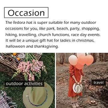 Gossifan Men Women Vintage Felt Fedora Hat Wide Brim Panama Hats with Buckle-A-black