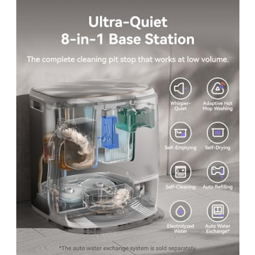 NARWAL Freo Z Ultra Robot Vacuum and Mop Combo, Dual RGB Cameras and Chips, AI Avoidance, 12000Pa Suction, Real-Time Decisions, Adaptive Hot-Water Self Wash & Self Emptying, Pet Hair, Quiet, White