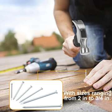 KURUI 700pcs Hardware Nails for Hanging Pictures Assorted Kit, Up to 2"-Long Finish Nails Assortment Kit for Wall Drywall Wood, 640 Frame Nails and 60 Small Finishing Nails - Silver