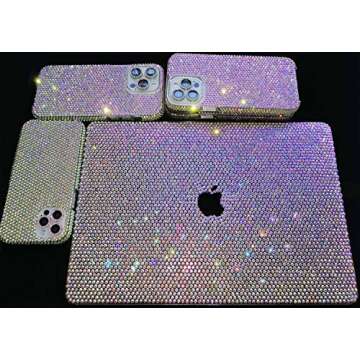 Teazgopx Bling Rhinestone Case Compatible with MacBook Air 13.3 inch (Models: A1369 & A1466)2010-2017 Release,3D Glitter Sparkle Diamond Case Fashion Luxury Shiny Crystal Hard Shell for Women Girls