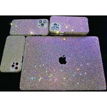 Teazgopx Bling Rhinestone Case Compatible with MacBook Air 13.3 inch (Models: A1369 & A1466)2010-2017 Release,3D Glitter Sparkle Diamond Case Fashion Luxury Shiny Crystal Hard Shell for Women Girls