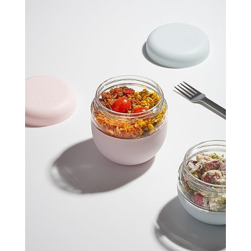 W&P Porter Seal Tight Glass Lunch Bowl Container w/Lid Blush 24 Ounces Leak & Spill Proof, Soup & Stew Food Storage, Meal Prep, Airtight, Microwave and Dishwasher Safe, BPA-Free Glass