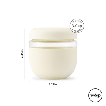W&P Porter Seal Tight Glass Lunch Bowl Container w/Lid Blush 24 Ounces Leak & Spill Proof, Soup & Stew Food Storage, Meal Prep, Airtight, Microwave and Dishwasher Safe, BPA-Free Glass