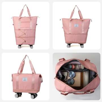 Expandable Large Capacity Weekender and Gym Tote for Women: Versatile Travel Duffel with Detachable ...