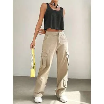 SweatyRocks Women's Casual Sleeveless Scoop Neck Top Basic Solid Loose Fit Crop Tank Top Dark Grey M