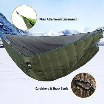 AYAMAYA Single & Double Hammock Underquilt Full Length Big Size Under Quilts for Hammocks, Camping Backpacking Essential, Winter Cold Weather Warm UQ Blanket Bottom Insulation