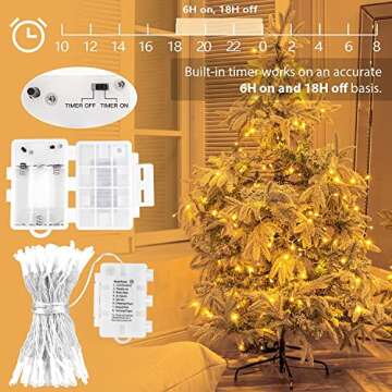 koopower 16ft String Lights 40 LED Remote (Timer Dimmable), Battery Operated Waterproof Fairy Lights with 8 Modes, Warm White