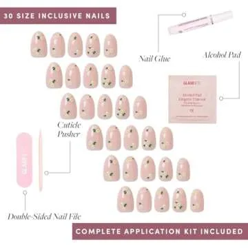 Glamnetic Press On Nails - Floral Accents for All Occasions