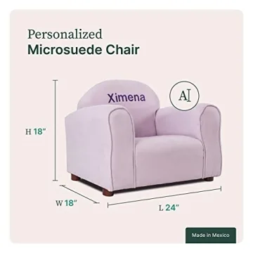 Personalized Mini Kids Chair - Soft Microfiber Fabric in Lavender