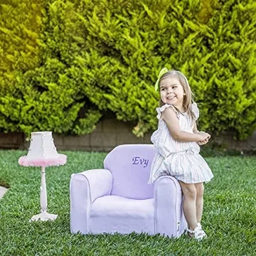 Personalized Mini Kids Chair - Soft Microfiber Fabric in Lavender