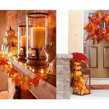 muscccm Christmas Decorations,Maple Leaf String Lights, 20LED 7.2ft Battery Powered Harvest Fall Garlands String Light Indoor&Outdoor