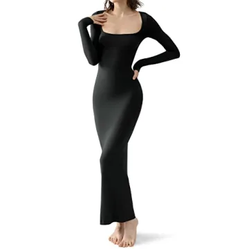 PUMIEY Long Sleeve Dress for Women - Flattering Maxi Dress Perfect for Maternity and Casual Wear