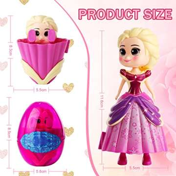 xutengy 4 Pack Easter Basket Stuffers Gifts Jumbo Princess Eggs， Deformation Prefilled Toys for Ki...