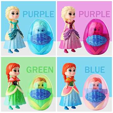 xutengy 4 Pack Easter Basket Stuffers Gifts Jumbo Princess Eggs， Deformation Prefilled Toys for Kids Toddler Boys Girls ，Basket Stuffers Gifts Fillers Party Favors Surprise Eggs