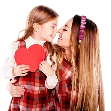 PHALIN 3PCS Valentine’s Day Heart Headbands for Women Glitter Rhinestone Heart Hairbands Sweet Love Heart Hair Hoop Festive Gifts (3PCS Glitter Headband)