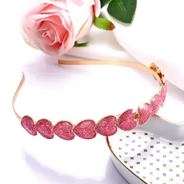 PHALIN 3PCS Valentine’s Day Heart Headbands for Women Glitter Rhinestone Heart Hairbands Sweet Love Heart Hair Hoop Festive Gifts (3PCS Glitter Headband)