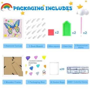 Diamond Art Kits for Kids - Crafts for Girls 8-12 - Diamond Art Painting with Wooden Frame - Arts an...