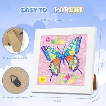 Diamond Art Kits for Kids - Crafts for Girls 8-12 - Diamond Art Painting with Wooden Frame - Arts and Crafts for Kids Ages 4-6 8-10 - GEM Art Supplies Dots for Adult Beginners Home Wall Decor Gifts