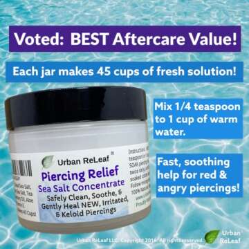 Urban ReLeaf PIERCING RELIEF Sea Salt Concentrate AFTERCARE ! Safely Clean, Soothe & Gently Calm New...