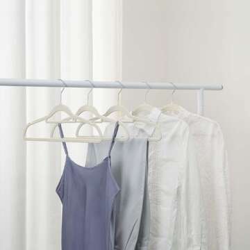 Fancial Velvet Non-Slip Hangers 10 Pack,Non-Slip Suit Clothes Hangers,Heavy Duty Rice White Hangers for Coats, Pants & Dress Clothes