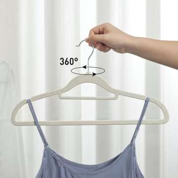 Fancial Velvet Non-Slip Hangers 10 Pack,Non-Slip Suit Clothes Hangers,Heavy Duty Rice White Hangers for Coats, Pants & Dress Clothes
