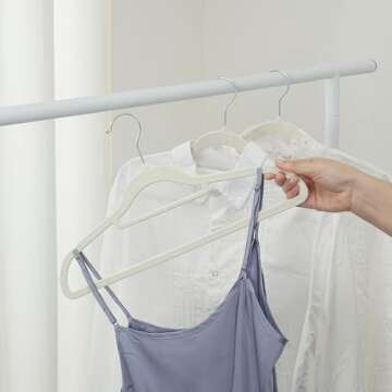 Fancial Velvet Non-Slip Hangers 10 Pack,Non-Slip Suit Clothes Hangers,Heavy Duty Rice White Hangers for Coats, Pants & Dress Clothes