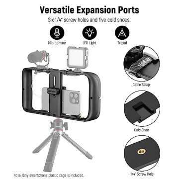 NEEWER Mobile Phone Video Rig, Mobile Phone Grip Stabiliser Cage with Cold Shoe and 1/4 Inch Thread, Video Recording Film Rig, Compatible with iPhone 16 15 Pro Max Plus 14 13 Mini X XS Max XR