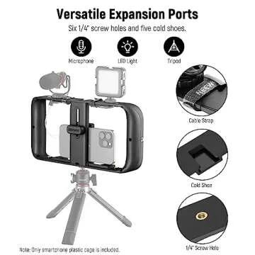 NEEWER Mobile Phone Video Rig, Mobile Phone Grip Stabiliser Cage with Cold Shoe and 1/4 Inch Thread, Video Recording Film Rig, Compatible with iPhone 16 15 Pro Max Plus 14 13 Mini X XS Max XR