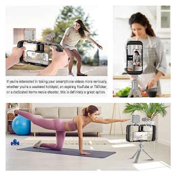 NEEWER Mobile Phone Video Rig, Mobile Phone Grip Stabiliser Cage with Cold Shoe and 1/4 Inch Thread, Video Recording Film Rig, Compatible with iPhone 16 15 Pro Max Plus 14 13 Mini X XS Max XR