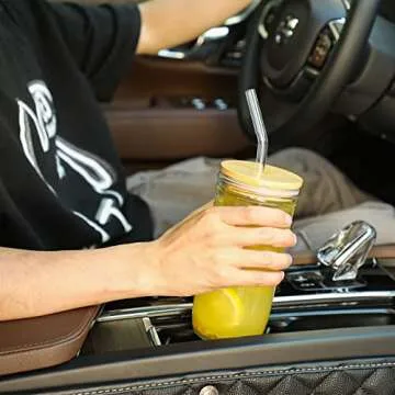 Stylish 24oz Glass Cup Set with Lids and Straws