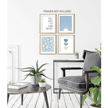 XWELLDAN Boho Sage Green Sun You Are My Sunshine Daisy Flower Heart Poster Wall Art Prints,Boho Gift...