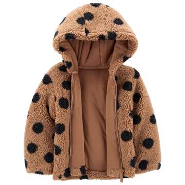 Cozy Simple Joys by Carter's Girls' Hooded Sherpa Jacket - Polka Dot 2T