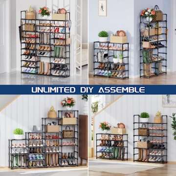 Mavivegue 10 Tiers Shoe Rack Tall Shoe Organizer Shoe Storage 55-65 Pairs Vertical Shoe Shelf Large ...