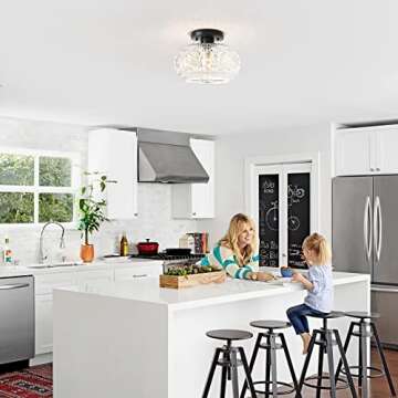 Stylish OYKYOHEI Semi Flush Mount Glass Ceiling Light
