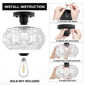 Stylish OYKYOHEI Semi Flush Mount Glass Ceiling Light