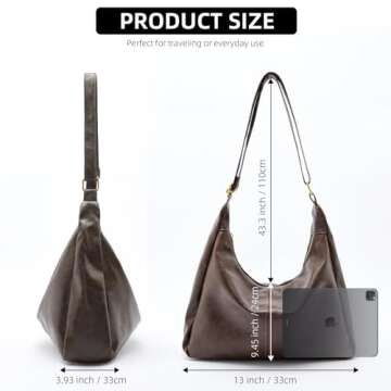 celestina Hobo Bags for Women, Ultra Soft Foldable Vegan Leather Shoulder Handbag, Stylish Slouchy T...