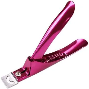 PANA USA Professional Stainless Steel Acrylic Nail Tips Clipper Cutter - False Nails/Fake Nails/Artificial Nails Trimmers for Nail Manicure Pedicure, Clip Tool for Home Nail Art DIY (Rose Red)