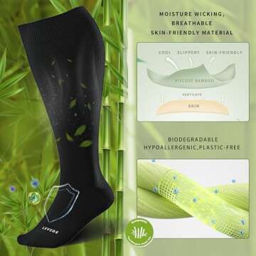 LEVSOX Plus Size Compression Socks for Women&Men Wide Calf 15-20 mmHg Knee High Extra Large Calf Sup...