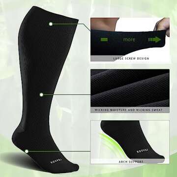 LEVSOX Compression Socks for Wide Calf Support