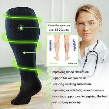 LEVSOX Compression Socks for Wide Calf Support