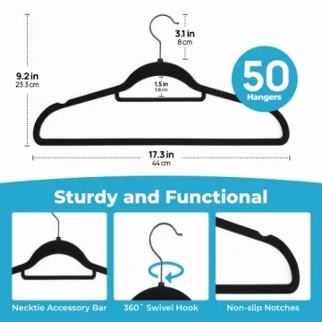 Buy Fontaines Luxury Velvet Non Slip Clothes Hangers 50 Pack