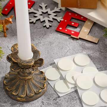 Geyee 12 Pcs Candle Grips for Taper Candles Christmas Adhesive Holder Taper Candle Inserts Small Accessories Christmas Party Supplies