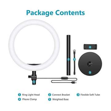 Neewer Selfie Ring Light for Laptop Computer, 10" Dimmable Desktop LED Circle Light with Stand/Phone Holder/3 Light Modes for Video Conference/Webcam Chat/Makeup/Live Stream/Selfie (Black)
